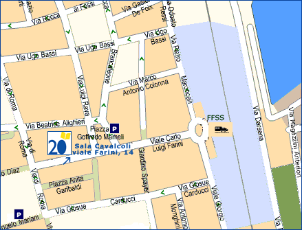 Mappa per arrivare alla Sala Cavalcoli